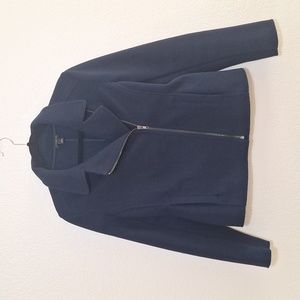 Ann Taylor Factory Navy Blue Moto Pea Coat EUC